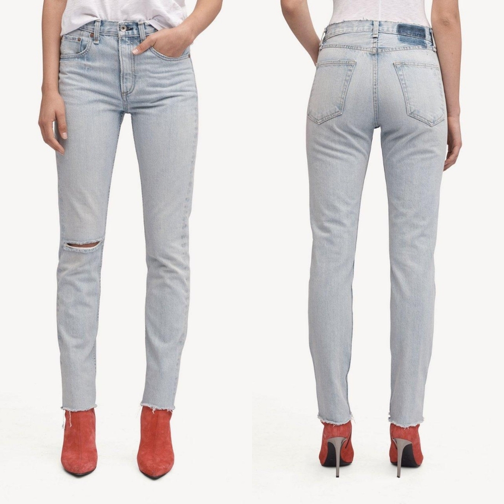 Rag & Bone the High Rise Skinny jean ripped rigid jeans W1532K165GLE GLENA 27